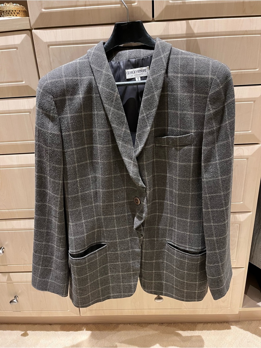 Giorgio Armani W Gray Windowpane Blazer